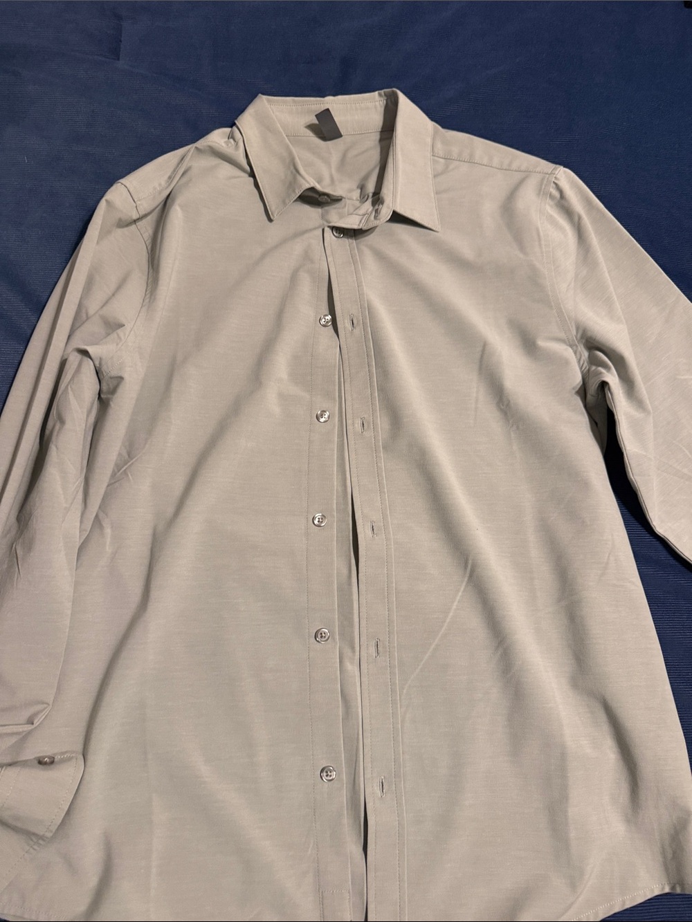 Vuori Light Gray Long-Sleeve Dress Shirt